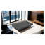 Futon-lit gris foncé avec siège et dossier capitonnés en biscuit - Accoudoirs réglables, canapé convertible pour le salon, design multifonctionnel contemporain