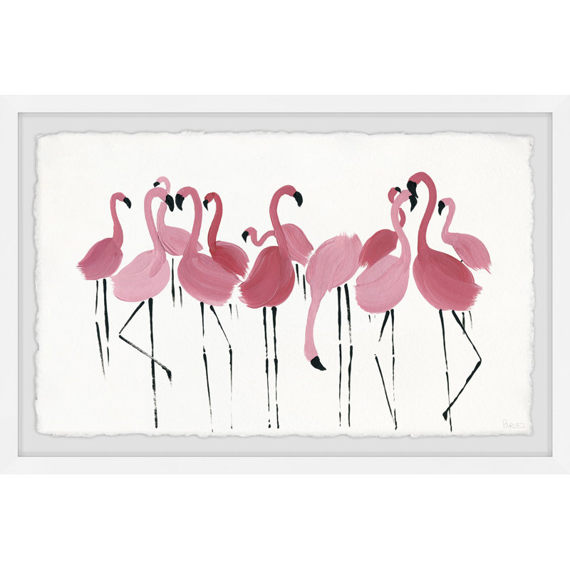 «Flamingo Squad», reproduction encadrée, H 12 po x l 18 po x P 1,5 po