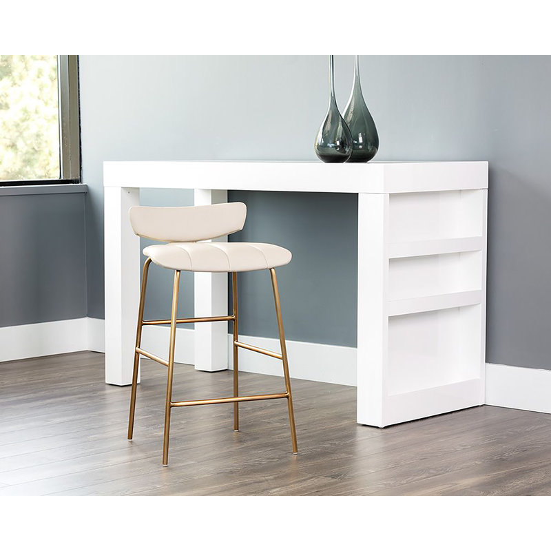 Lorelei Upholstered Stool, Cream Performance Basketweave, Counter Stool (26" Seat Height)