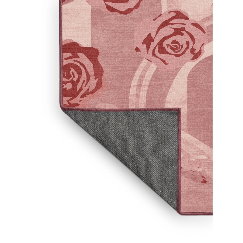 Soft Plush Fanelli Valentines Modern & Contemporary Abstract Area Rug in Beige – Rose Binding, 5x7