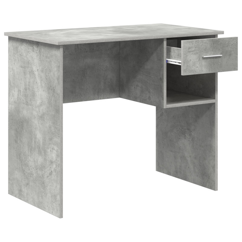 Desk With Storage 90X49.5X75 Cm Engineered Wood, Concrete Grey