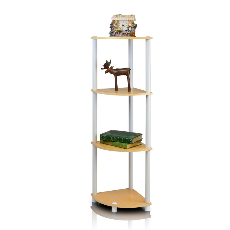 Bibliothèque d'angle Edwin, Espresso / tube de bambou noir, H 43,5 po x l 11,6 po x P 11,6 po