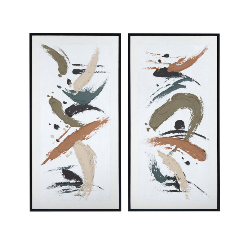 Calliope 2-Piece Abstract Framed Canvas Wall Art Set