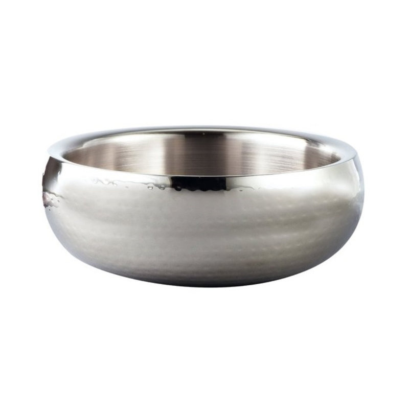 Classic Hammered Stainless Steel 11.5" Round Salad Serving Bowl