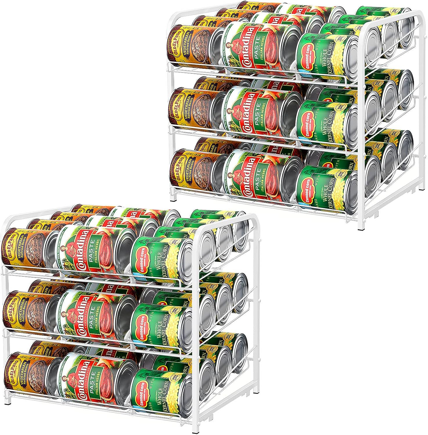 Bamboo Can Rack Organizer, 3 Tier Stackable Can Storage Rack with Label Sticker and Marker Pen Latitude Run