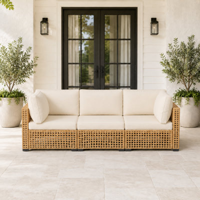 3 -Piece OutdloorRattan Patio Safa With Cushions