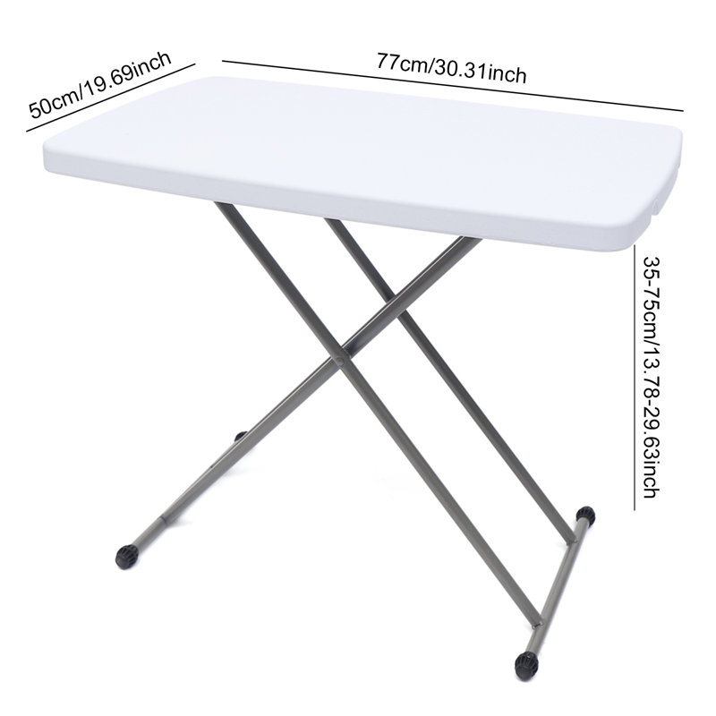 30.31" x 19.69" Height Adjustable Folding Rectangular Table