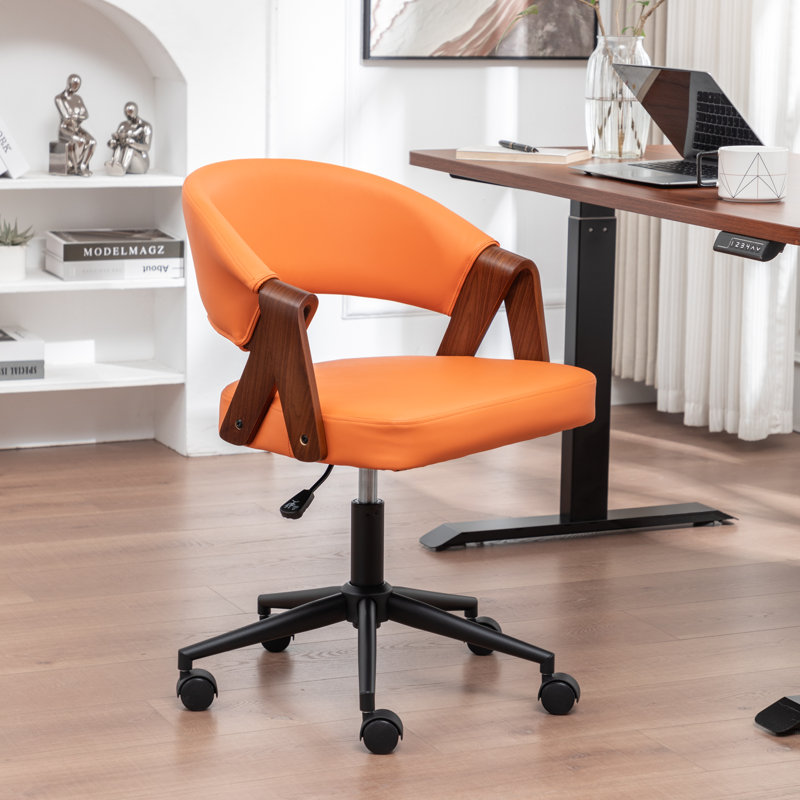 Martha Faux Leather Swivel Office Chair, Orange