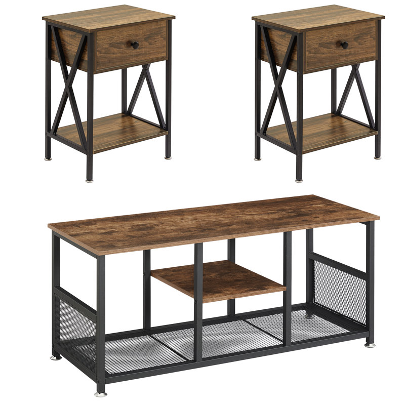 Ensemble de tables basses 3 pièces Sheppey, Brun
