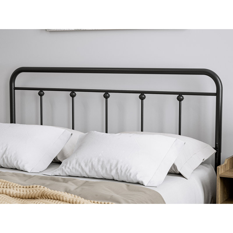 August Grove® Metal Headboard - Adjustable Height - Farmhouse Victorian Style, Black, Queen