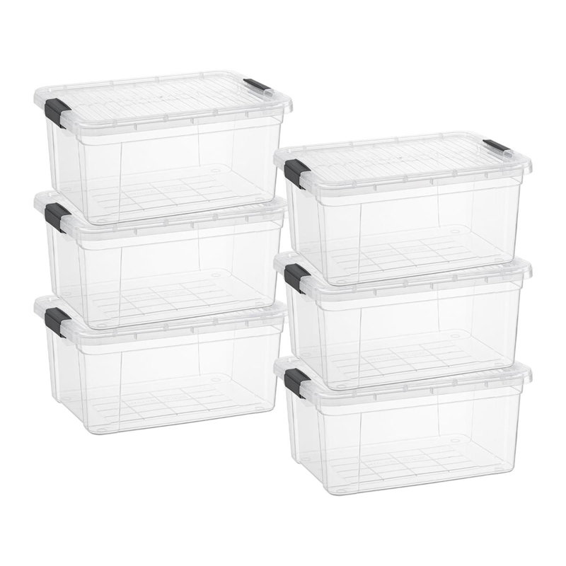 Bacs de rangement transparents avec couvercles, H 7,5 po x l 19 po x P 13 po, 22 qt