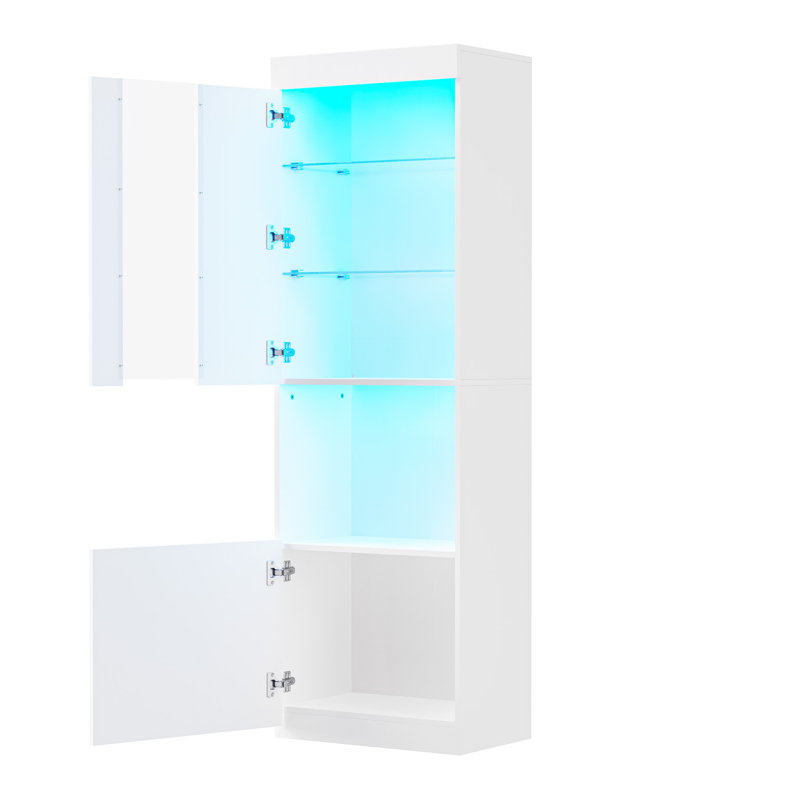 Armoire de rangement ultrabrillante avec lumières DEL, Blanc