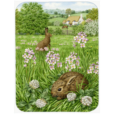 Leveret and Momma Rabbit Glass Cutting Board