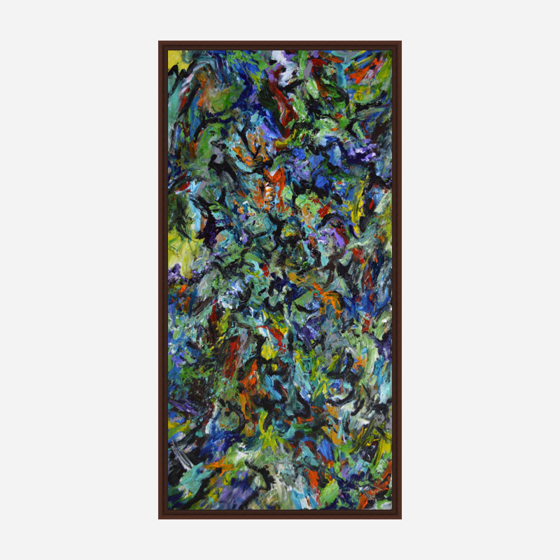 Celebration II - Artist Enhanced Canvas Print, Brown Framed Canvas, 73.5" H x 37.5" W x 1.75" D