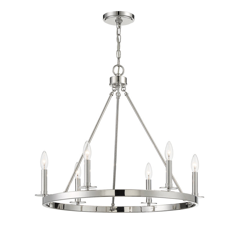 Lustre 6 lumières en nickel poli, Nickel poli
