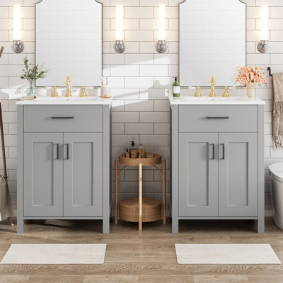 Meuble-lavabo moderne de 48 pouces avec lavabo en céramique