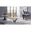 Table de canapé en argent poli avec plateau en faux marbre, 55 pouces, décor de salon moderne Glam