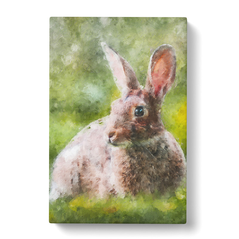 Rabbit In A Green Field - Wrapped Canvas Print, 91cm H x 60cm W x 3cm D