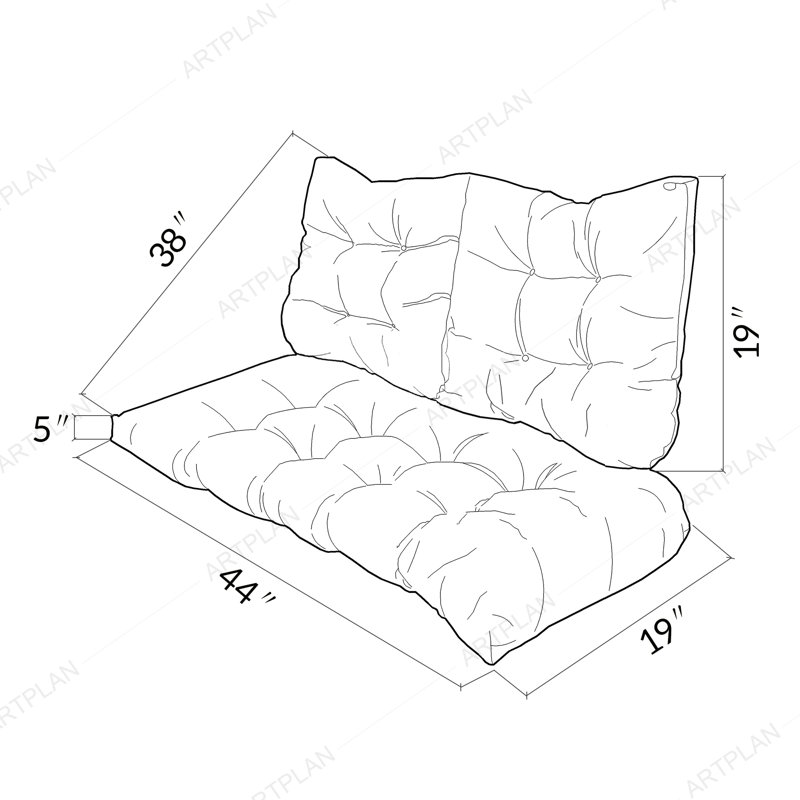 Ensemble de 3 coussins d'extérieur pour causeuse, Vert