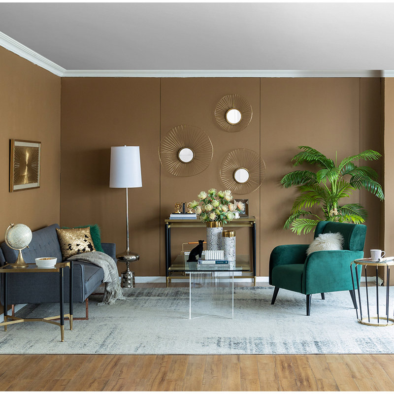 3 miroirs muraux abstraits avec cadre doré scintillant pour le bureau personnel de 3 miroirs dorés, charmant et