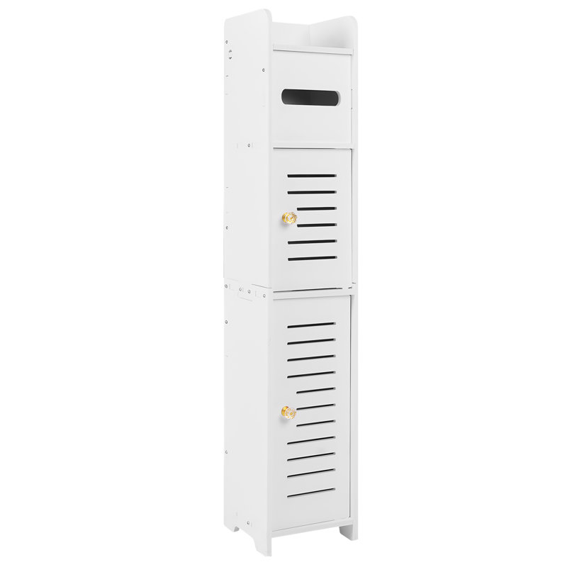 White PVC Bathroom Storage Cabinet with Toilet Paper Holder