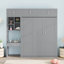 Grand lit escamotable mural avec bureau, armoire supérieure et tablettes de rangement, lit escamotable escamotable en bois pour bureau à domicile-1410354579