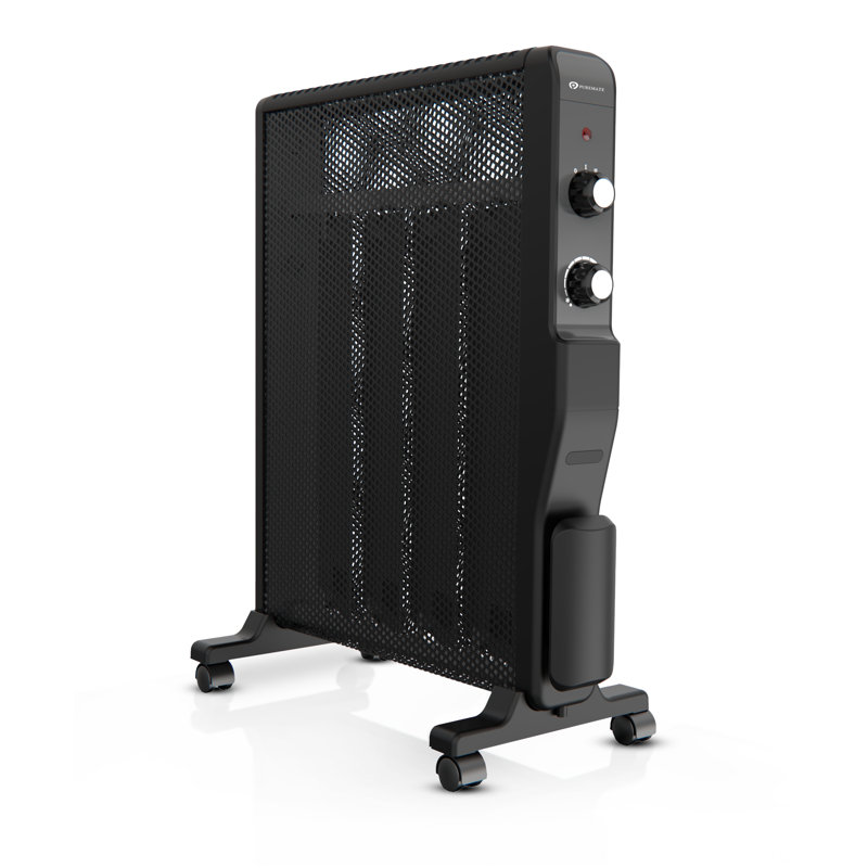 PureMate 2000W 6824 BTU Electric Panel Space Heater with Adjustable Thermostat, Black