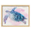 Tortue brune mauve avec coquille bleue qui nage dans des animaux de mer, petit décor moderne, œuvre d'art moderne-101376337-101376334