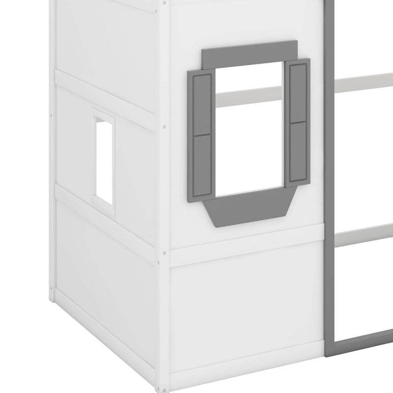 Lit mezzanine simple avec échelle, Blanc / Gris