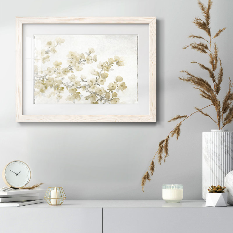 Composition neutre de cerisier en fleurs II, Blanc, H 22 po x l 32 po