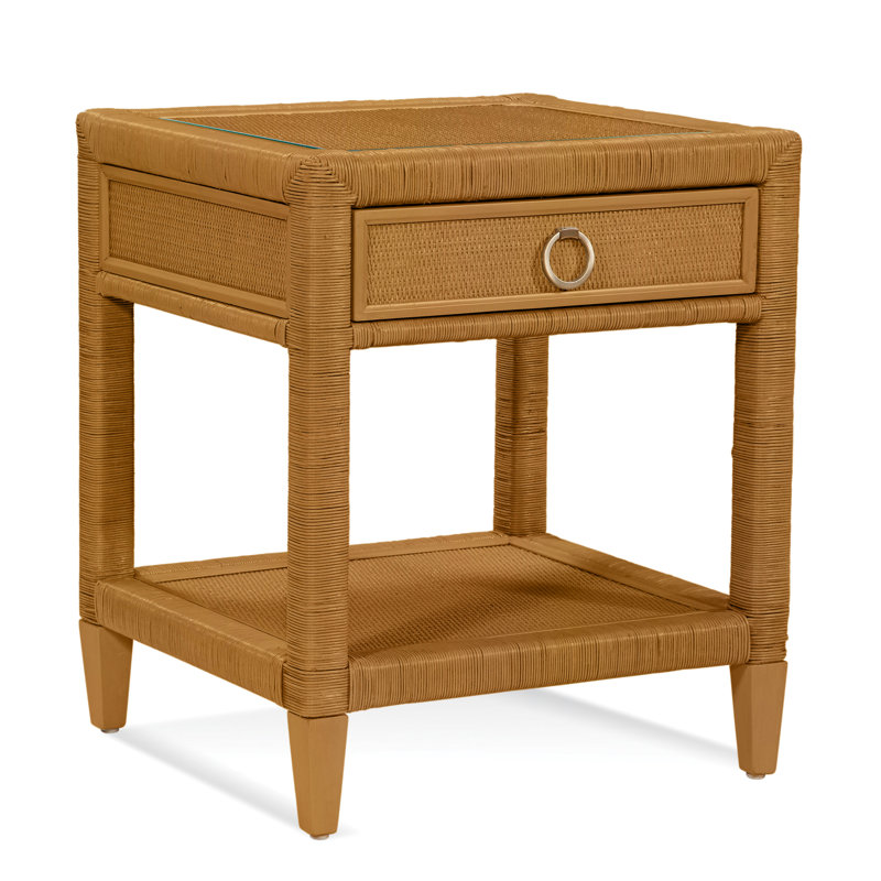 Sabal Bay 1 - Drawer Wicker Nightstand, Honey, Satin Nickel