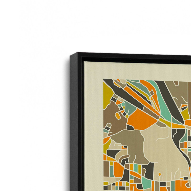 «Atlanta Map» par Jazzberry, reproduction d'art bleue, Noir, Impression encadrée sans passe-partout, H 12 po x l 12 po