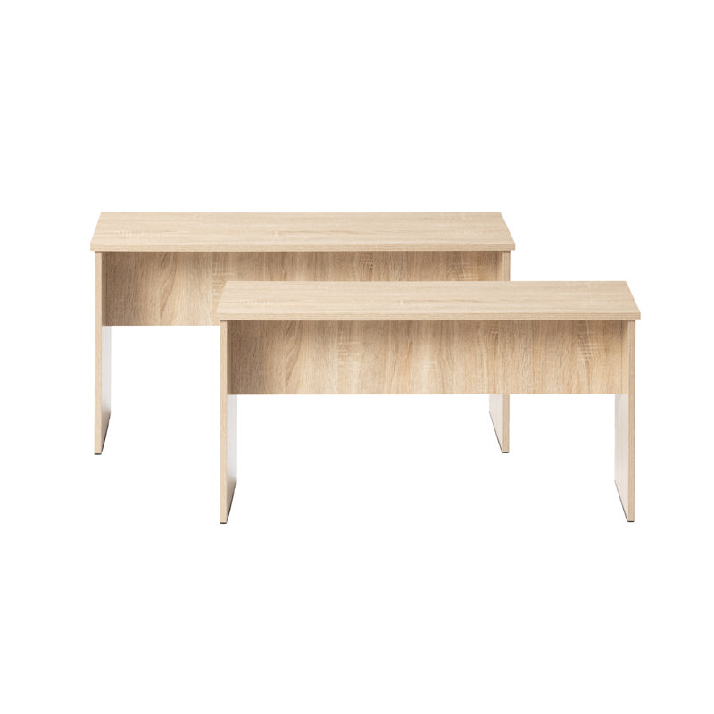 Modern Entryway Shoe Bench Set Of 2,51.2" Dining Bench ,Oak Finish, 17.7" H x 51.2" W x 11.8" D