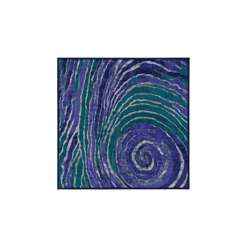 Tapis bleu soyeux et moelleux, Carré 3 pi