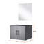 24 po L x P 22 po. Meuble-lavabo gris foncé - 18 grands espaces de rangement en miroir