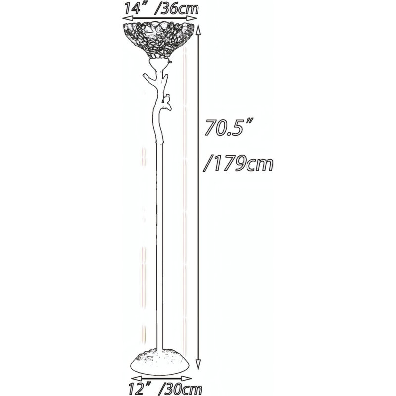 Lampe torchère sur pied en verre coloré Tiffany