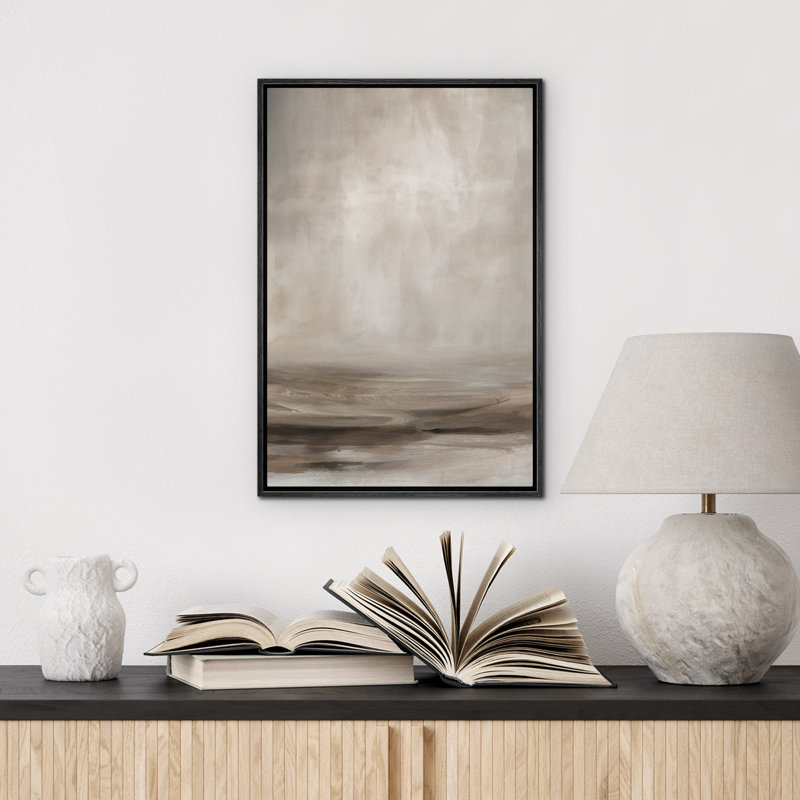 «Brown Minimalist Abstract Landscape», impression sur toile encadrée, Noir, noir, noir, noir, H 24 po x l 16 po
