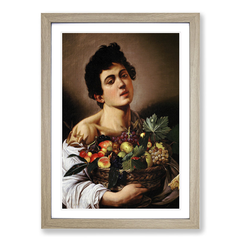 Boy with a Basket of Fruit by Caravaggio - Picture Frame Painting, Oak, 65cm H x 48cm W x 2cm D