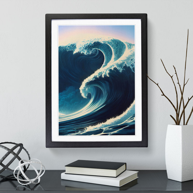 XV1022-3070X Ocean Wave No.6 - Single Picture Frame Print, Black, 34cm H x 25cm W