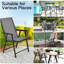 Chaise de jardin pliante en métal noire 4 pièces pour l'extérieur