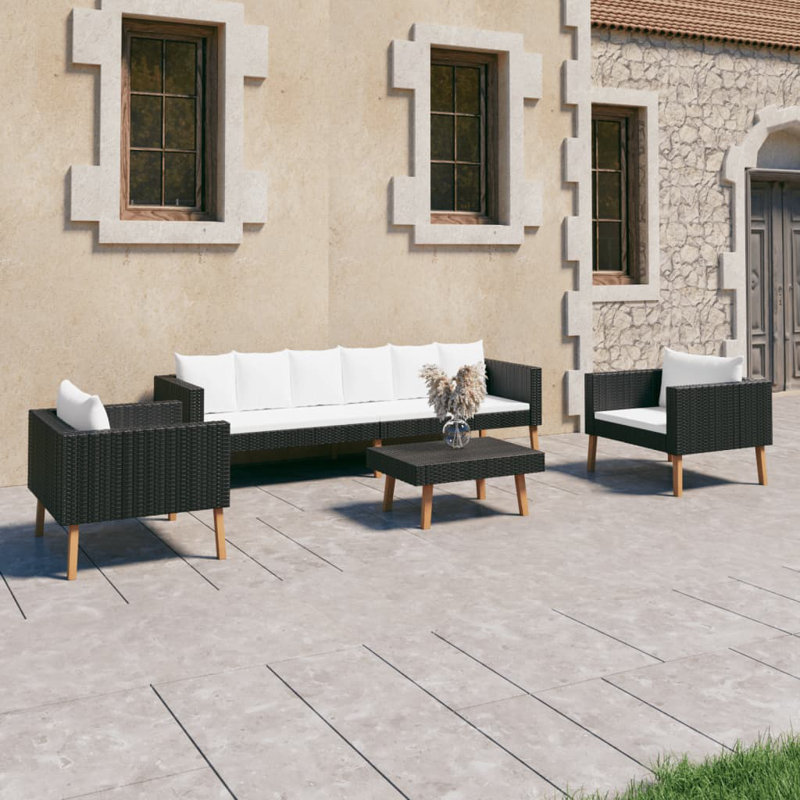 Chaise longue avec coussins 4 pièces Yeary, Beige, Brun