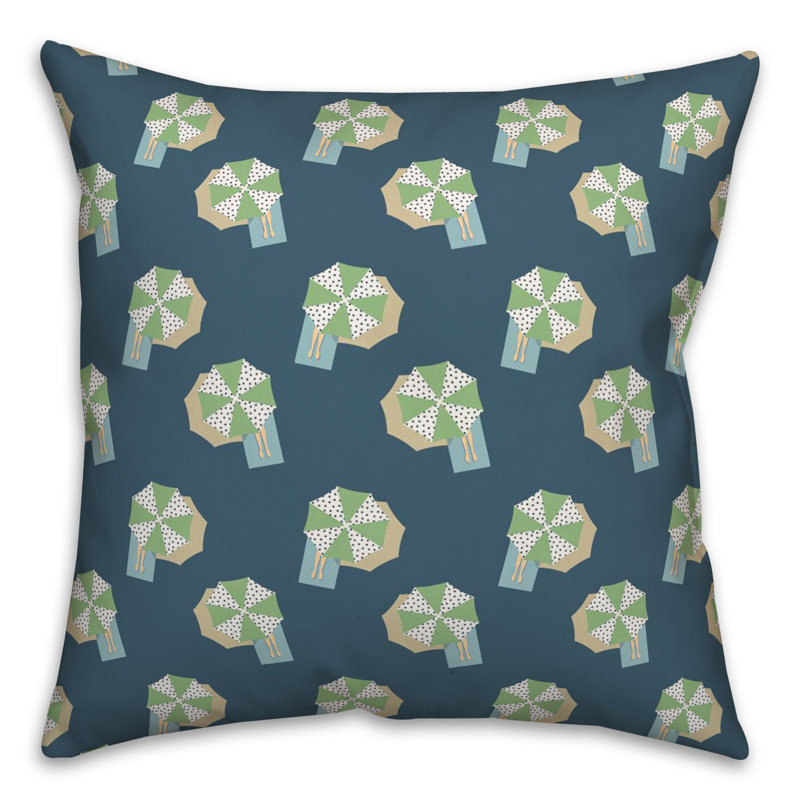 Toile Reversible Throw Pillow, Navy Blue/Green