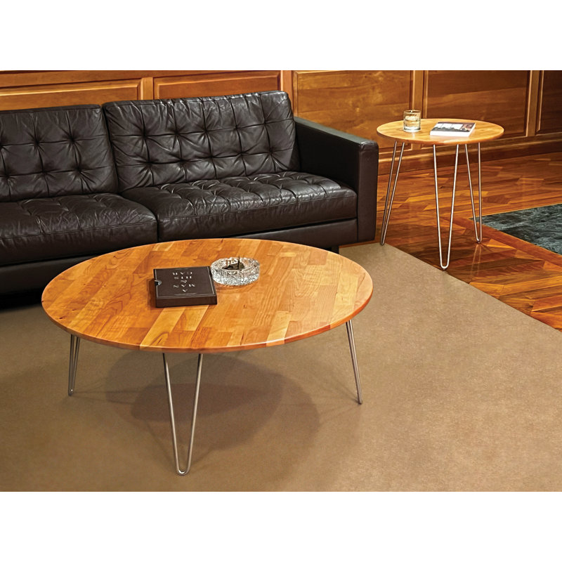 Sage Round Coffee Table With Metal Legs, 16" H x 42" L x 42" W