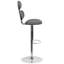 Contemporary Vinyl Adjustable Height Barstool with Ellipse Back and Chrome Base-711139222