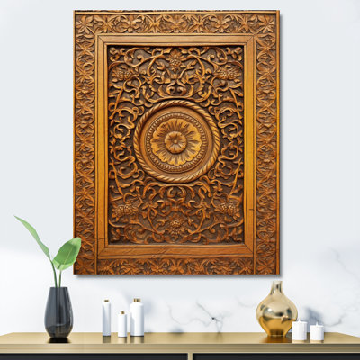 Vieille porte en bois sculpté Xi sur toile