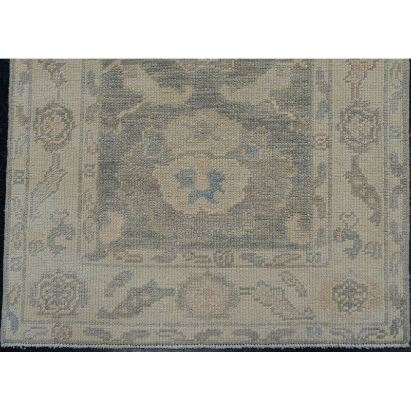 Bavita Hand Knotted Wool Area Rug in Gray