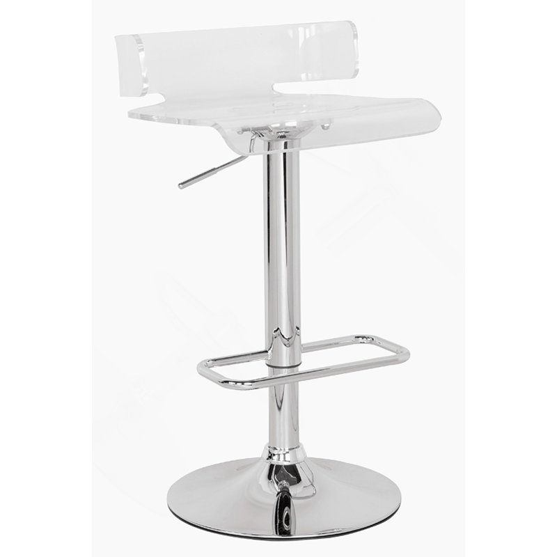 Tabouret réglable transparent et chromé avec pivot