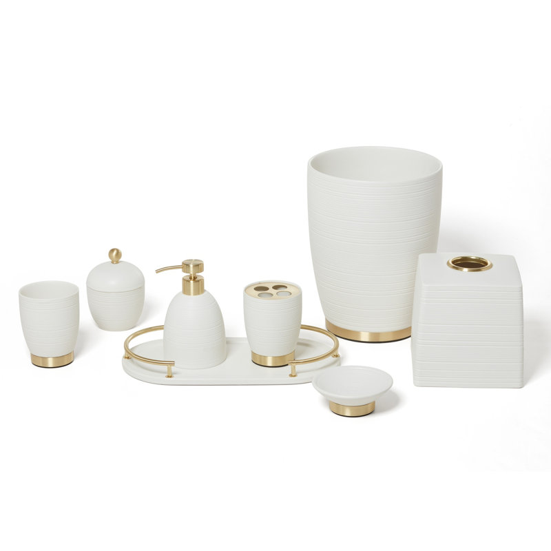 Dubai 8 pcs Bath Set, Brass Trim