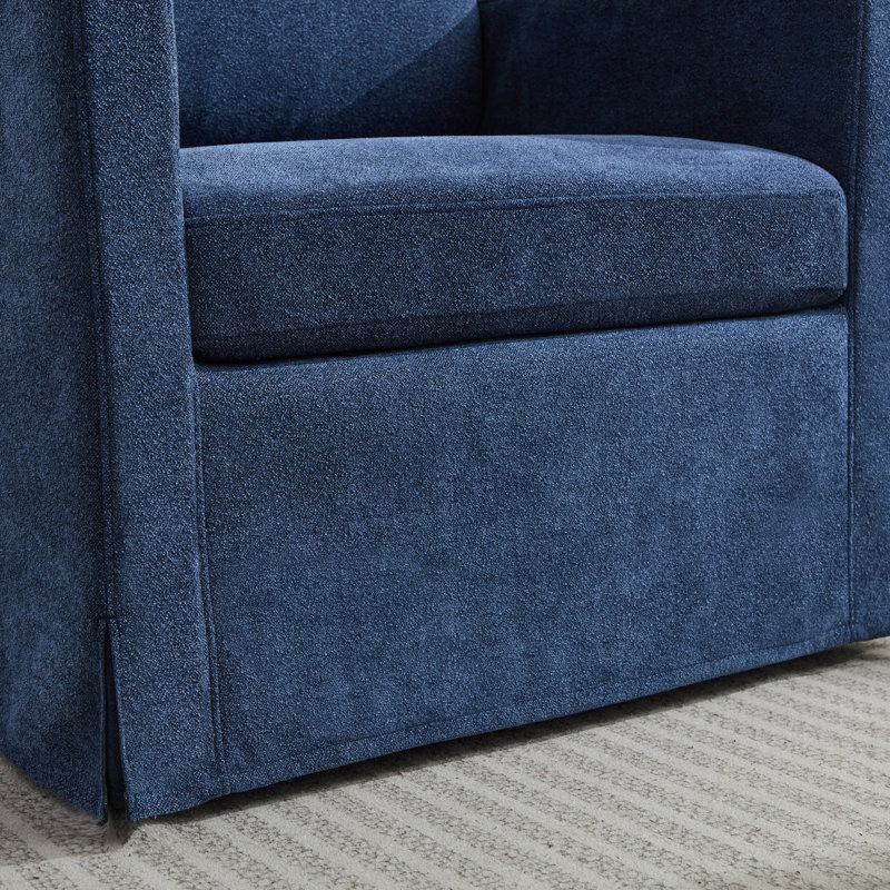 Slipcovered Swivel Accent Chair (Set of 2), Navy Polyester