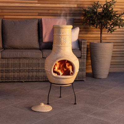 Hourglass Clay Wood Burning Smokeless Chimnea